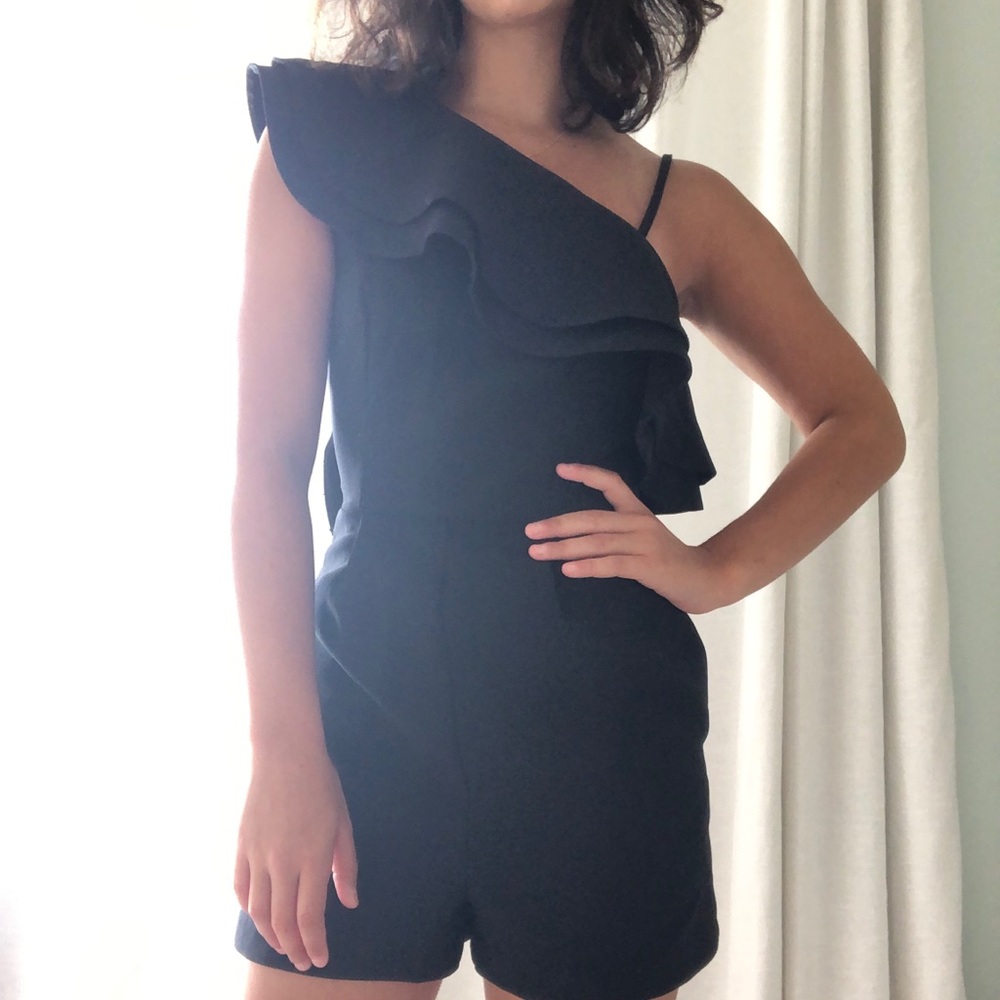 Topshop Black Ruffle Romper
